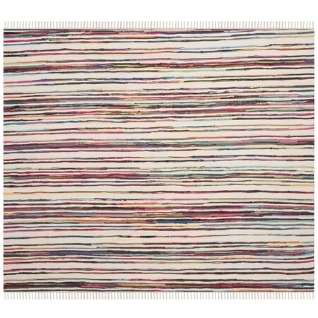 Safavieh 4 x 4 ft. Rag Hand Woven Rug Square - Ivory & Multi Color RAR126G-4SQ